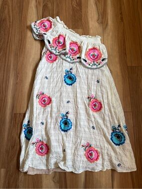 Anthropologie Plenty By Tracy Reese Embroidered One Shoulder Midi Dress Size S